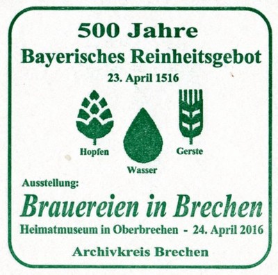 Brauereien in Brechen - Ausstellung im Heimatmuseum in Oberbrechen am 24. April 2016