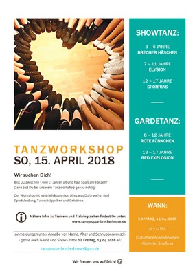 Frohsinn Tanzworkshop am Sonntag, 15. April 2018